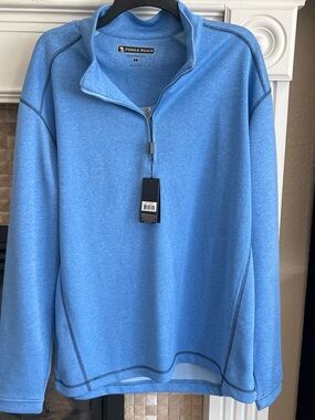 Pebble Beach Men's Zip-Up Pullover Sweater in Sky Blue